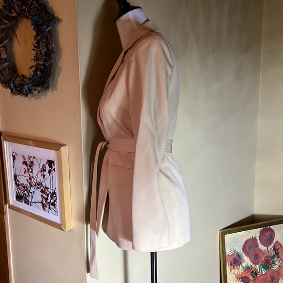 ANN TAYLOR Size 2 Classic Longline Tie-Waist Blazer Wool Safari Preppy $21& NEW - Picture 5 of 9